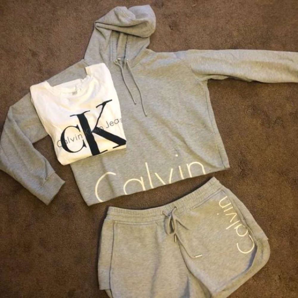 Calvin Klein sweatshirt, shorts and TShirt